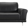 Armen Living Everly Contemporary Sofa in Genuine Black Leather with Brushed Stainless Steel Legs Half