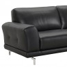 Armen Living Everly Contemporary Sofa in Genuine Black Leather with Brushed Stainless Steel Legs Other Half