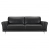 Armen Living Everly Contemporary Sofa in Genuine Black Leather with Brushed Stainless Steel Legs - Front