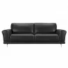 Armen Living Everly Contemporary Sofa in Genuine Black Leather with Brushed Stainless Steel Legs - Front - Armen Living Everly Contemporary Sofa in Genuine Black Leather with Brushed Stainless Steel Legs - Front