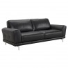 Wisteria Contemporary Sofa in Light Brown Wood Finish and Black Leather