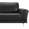 Armen Living Everly Contemporary Sofa in Genuine Black Leather with Brushed Stainless Steel Legs - Side Close-Up - Armen Living Everly Contemporary Sofa in Genuine Black Leather with Brushed Stainless Steel Legs - Side Close-Up