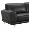 Armen Living Everly Contemporary Sofa in Genuine Black Leather with Brushed Stainless Steel Legs - Seat Close-Up - Armen Living Everly Contemporary Sofa in Genuine Black Leather with Brushed Stainless Steel Legs - Seat Close-Up