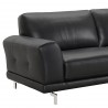 Wisteria Contemporary Sofa in Light Brown Wood Finish and Black Leather - Sofa Arm Close-Up
