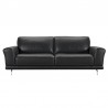 Armen Living Everly Contemporary Sofa in Genuine Black Leather with Brushed Stainless Steel Legs Front