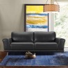 Armen Living Everly Contemporary Sofa in Genuine Black Leather with Brushed Stainless Steel Legs - Lifestyle