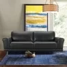 Armen Living Everly Contemporary Sofa in Genuine Black Leather with Brushed Stainless Steel Legs - Lifestyle - Armen Living Everly Contemporary Sofa in Genuine Black Leather with Brushed Stainless Steel Legs - Lifestyle