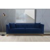 Armen Living Everest 90" Blue Fabric Upholstered Sofa with Brushed Gold Legs