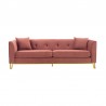 Armen Living Everest 90" Blush Fabric Upholstered Sofa with Brushed Gold Legs Front