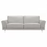 Armen Living Everly Contemporary Sofa in Genuine Dove Grey Leather with Brushed Stainless Steel Legs - Front - Armen Living Everly Contemporary Sofa in Genuine Dove Grey Leather with Brushed Stainless Steel Legs - Front