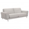 Armen Living Everly Contemporary Sofa in Genuine Dove Grey Leather with Brushed Stainless Steel Legs - Angled