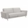 Armen Living Everly Contemporary Sofa in Genuine Dove Grey Leather with Brushed Stainless Steel Legs - Angled - Armen Living Everly Contemporary Sofa in Genuine Dove Grey Leather with Brushed Stainless Steel Legs - Angled
