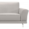 Armen Living Everly Contemporary Sofa in Genuine Dove Grey Leather with Brushed Stainless Steel Legs - Side Close-Up