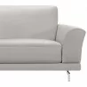 Armen Living Everly Contemporary Sofa in Genuine Dove Grey Leather with Brushed Stainless Steel Legs - Side Close-Up - Armen Living Everly Contemporary Sofa in Genuine Dove Grey Leather with Brushed Stainless Steel Legs - Side Close-Up