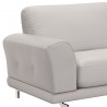 Armen Living Everly Contemporary Sofa in Genuine Dove Grey Leather with Brushed Stainless Steel Legs - Seat Arm Close-Up