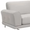 Armen Living Everly Contemporary Sofa in Genuine Dove Grey Leather with Brushed Stainless Steel Legs - Seat Arm Close-Up - Armen Living Everly Contemporary Sofa in Genuine Dove Grey Leather with Brushed Stainless Steel Legs - Seat Arm Close-Up