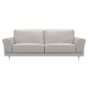 Armen Living Everly Contemporary Sofa in Genuine Dove Gray Leather with Brushed Stainless Steel Legs Front
