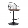 Armen Living Walnut Glazed Barstool in Black Powder Coated Finish Side