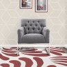 Emily Contemporary Accent Chair in Brushed Stainless Steel with Grey Fabric - Lifstyke