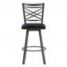 Armen Living Fargo Counter Height Metal Barstool in Mineral Finish with Black Faux Leather Front