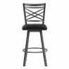 Armen Living Fargo Counter Height Metal Barstool in Mineral Finish with Black Faux Leather Front - Armen Living Fargo Counter Height Metal Barstool in Mineral Finish with Black Faux Leather Front
