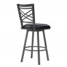 Armen Living Fargo Counter Height Metal Barstool in Mineral Finish with Black Faux Leather Side