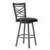 Armen Living Fargo Counter Height Metal Barstool in Mineral Finish with Black Faux Leather Side - Armen Living Fargo Counter Height Metal Barstool in Mineral Finish with Black Faux Leather Side