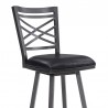 Armen Living Fargo Counter Height Metal Barstool in Mineral Finish with Black Faux Leather Half
