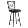 Armen Living Fargo Counter Height Metal Barstool in Mineral Finish with Black Faux Leather Side