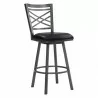 Armen Living Fargo Counter Height Metal Barstool in Mineral Finish with Black Faux Leather Side - Armen Living Fargo Counter Height Metal Barstool in Mineral Finish with Black Faux Leather Side