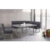 Armen Living Fenton Contemporary Corner Nook in Brushed Stainless Steel Finish with Grey Faux Leather - Lifestyle