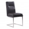 Fenton Contemporary Dining Chair in Brushed Stainless Steel Finish with Grey Faux Leather - Angled