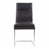 Fenton Contemporary Dining Chair in Brushed Stainless Steel Finish with Grey Faux Leather - Front