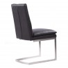 Fenton Contemporary Dining Chair in Brushed Stainless Steel Finish with Grey Faux Leather - Back Angle