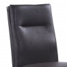 Fenton Contemporary Dining Chair in Brushed Stainless Steel Finish with Grey Faux Leather - Seat Back Close-Up