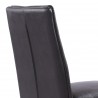 Fenton Contemporary Dining Chair in Brushed Stainless Steel Finish with Grey Faux Leather - Back Close-Up