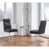 Fenton Contemporary Dining Chair in Brushed Stainless Steel Finish with Grey Faux Leather - Set of 2