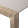 Armen Living Fineline Indoor Outdoor 80" Rectangle Dining Table in Light Eucalyptus Wood and Super Stone- Corner View