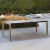 Armen Living Fineline Indoor Outdoor 80" Rectangle Dining Table in Light Eucalyptus Wood and Super Stone