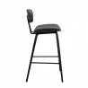 Armen Living Fox 28.5" Bar Height Black Faux Leather and Black Wood Mid-Century Modern Bar Stool Side - Armen Living Fox 28.5" Bar Height Black Faux Leather and Black Wood Mid-Century Modern Bar Stool Side