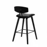Armen Living Fox 28.5" Bar Height Black Faux Leather and Black Wood Mid-Century Modern Bar Stool Back Side - Armen Living Fox 28.5" Bar Height Black Faux Leather and Black Wood Mid-Century Modern Bar Stool Back Side