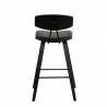 Armen Living Fox 25.5" Counter Height Black Faux Leather and Black Wood Mid-Century Modern Bar Stool Back - Armen Living Fox 25.5" Counter Height Black Faux Leather and Black Wood Mid-Century Modern Bar Stool Back