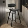 Armen Living Fox 25.5" Counter Height Black Faux Leather and Black Wood Mid-Century Modern Bar Stool - Armen Living Fox 25.5" Counter Height Black Faux Leather and Black Wood Mid-Century Modern Bar Stool