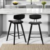 Armen Living Fox 25.5" Counter Height Gray Faux Leather and Black Wood Mid-Century Modern Bar Stool  Back