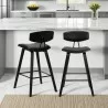 Armen Living Fox 25.5" Counter Height Gray Faux Leather and Black Wood Mid-Century Modern Bar Stool  Back - Armen Living Fox 25.5" Counter Height Gray Faux Leather and Black Wood Mid-Century Modern Bar Stool  Back