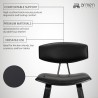 Armen Living Fox 25.5" Counter Height Gray Faux Leather and Black Wood Mid-Century Modern Bar Stool  Back
