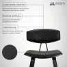 Armen Living Fox 25.5" Counter Height Gray Faux Leather and Black Wood Mid-Century Modern Bar Stool  Back - Armen Living Fox 25.5" Counter Height Gray Faux Leather and Black Wood Mid-Century Modern Bar Stool  Back