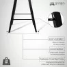 Armen Living Fox 25.5" Counter Height Gray Faux Leather and Black Wood Mid-Century Modern Bar Stool  Back - Armen Living Fox 25.5" Counter Height Gray Faux Leather and Black Wood Mid-Century Modern Bar Stool  Back