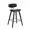 Armen Living Fox 25.5" Counter Height Gray Faux Leather and Black Wood Mid-Century Modern Bar Stool  Side