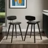 Armen Living Fox 28.5" Bar Height Gray Faux Leather and Black Wood Mid-Century Modern Bar Stool  Back - Armen Living Fox 28.5" Bar Height Gray Faux Leather and Black Wood Mid-Century Modern Bar Stool  Back